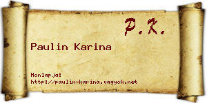 Paulin Karina névjegykártya